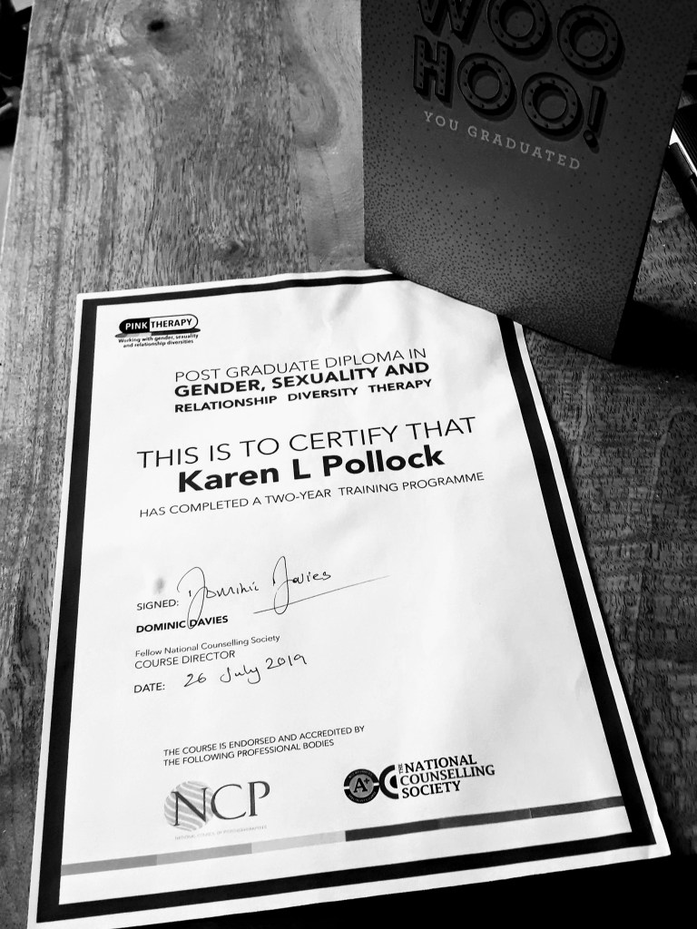 A black and white photo of my graduation certificate